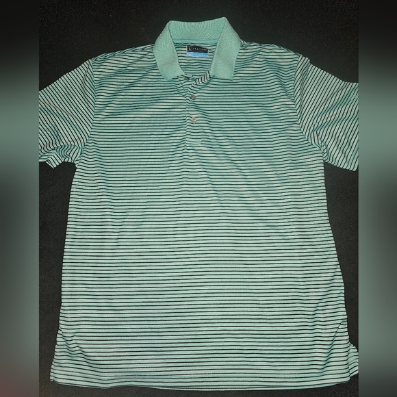 PGA Tour Men's Green & Gray Striped Polo Shirt Size L Large - Picture 1 of 2